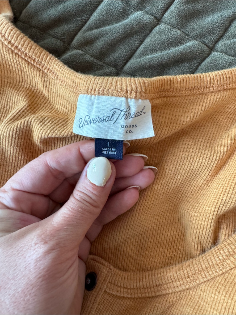 Universal Thread Button-Front Ribbed Tank in mustard - Picture 2 of 2
